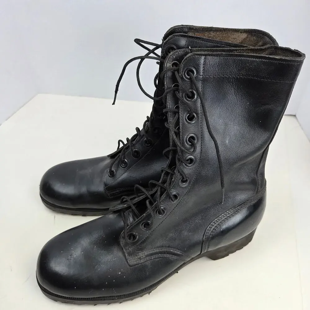Vintage 1971 USGI Combat Boots 10R Black Leather Vietnam Era Ro-Search Sole